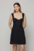 Claire - abito corto in crepe con scollo a cuore e gonna a ruota • Mignonne noir