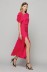 Kristel - abito in crepe con drappeggio e bottoncini lunghezza midi • Fucsia