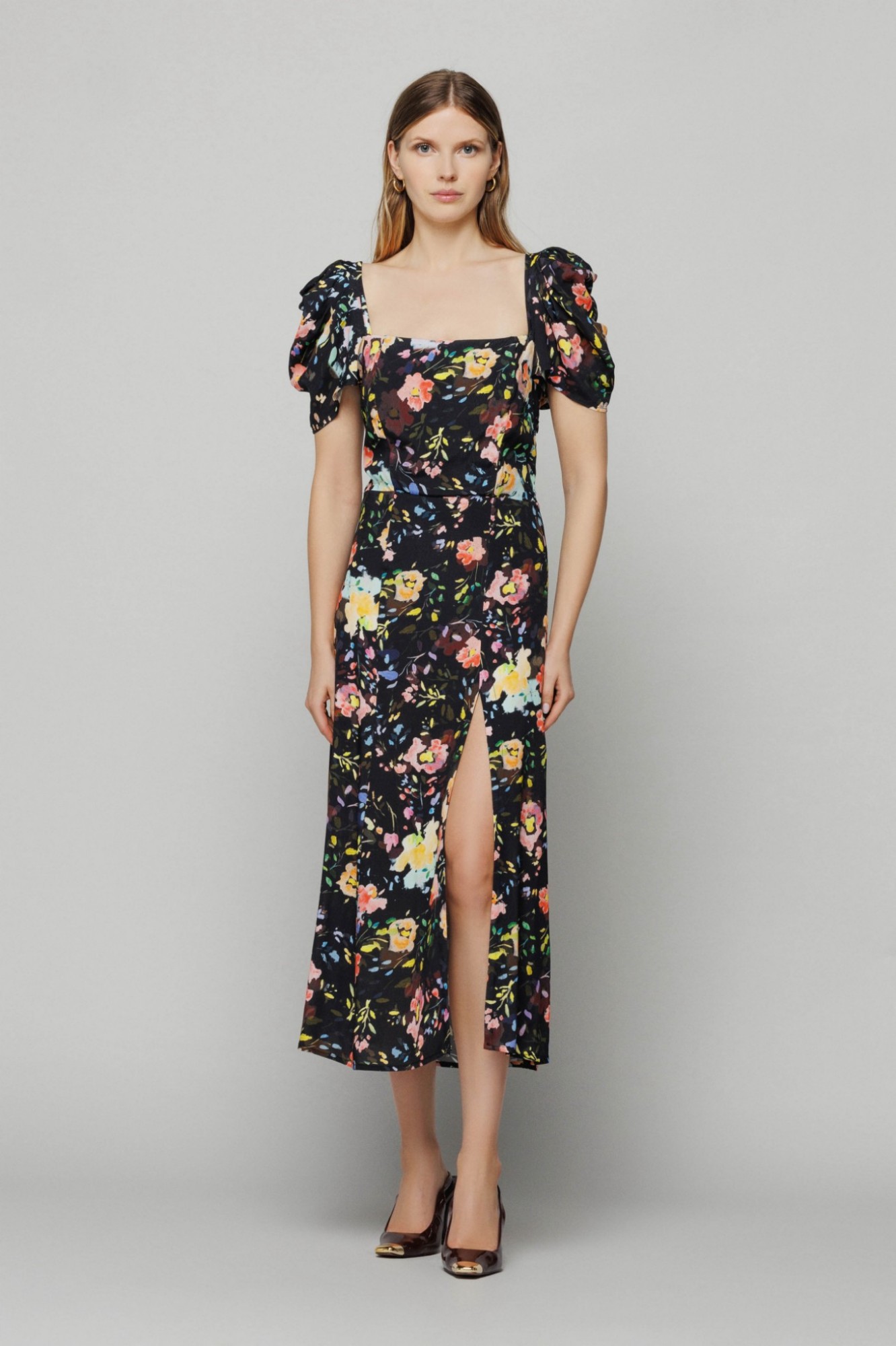 Yohanna - abito con scollo squadrato • Fleurs noir