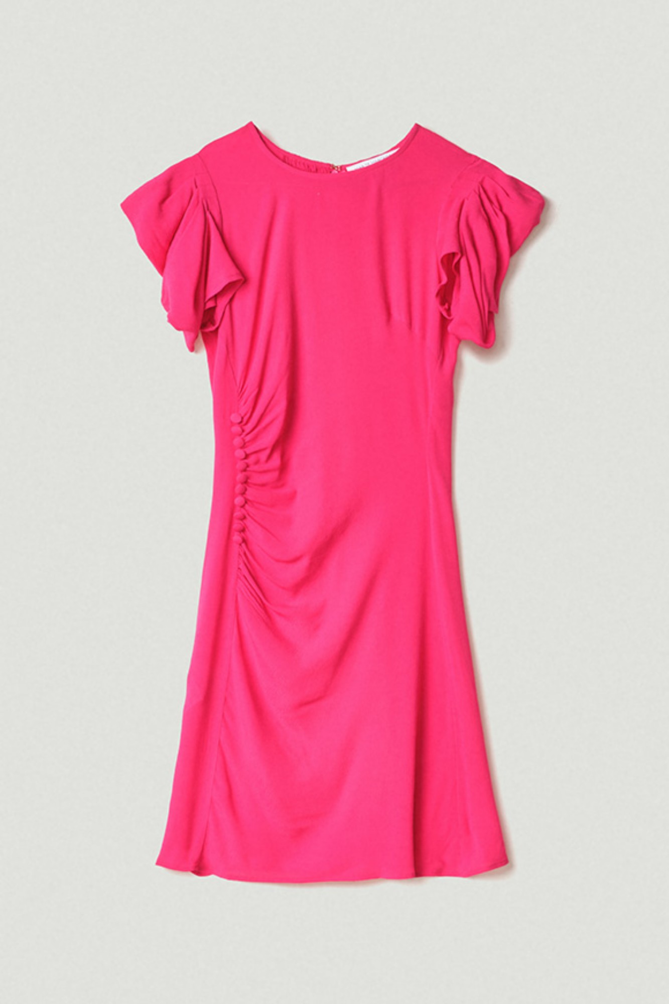 Karin - abito con drappeggio e bottoncini  • Fucsia