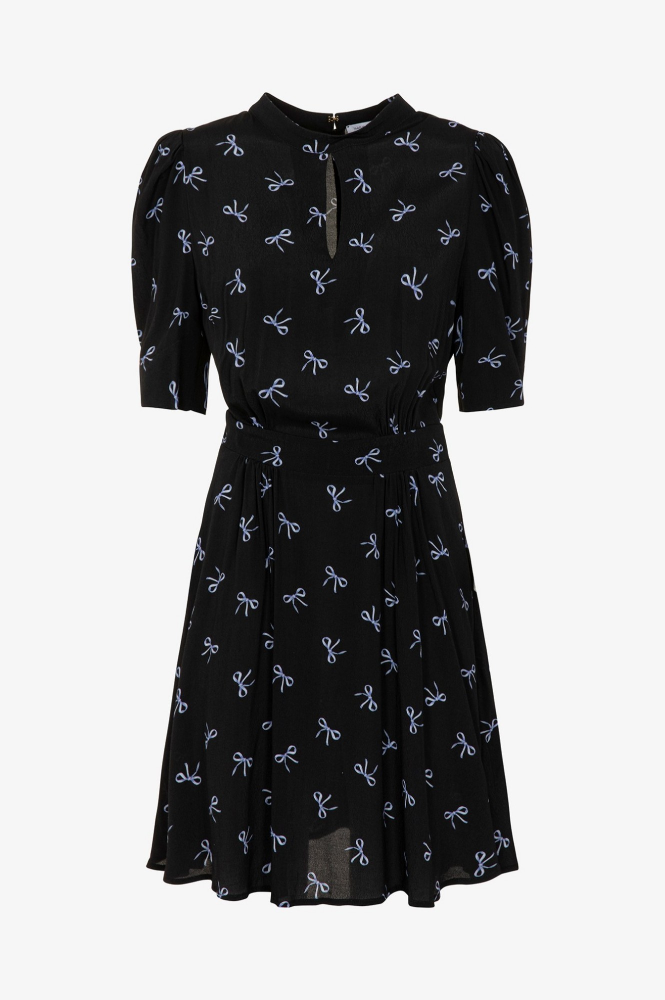 Kimberly - Abito Corto Con Dettaglio Manica E Goccia Sul Davanti In Crepe • Fiocco Nero