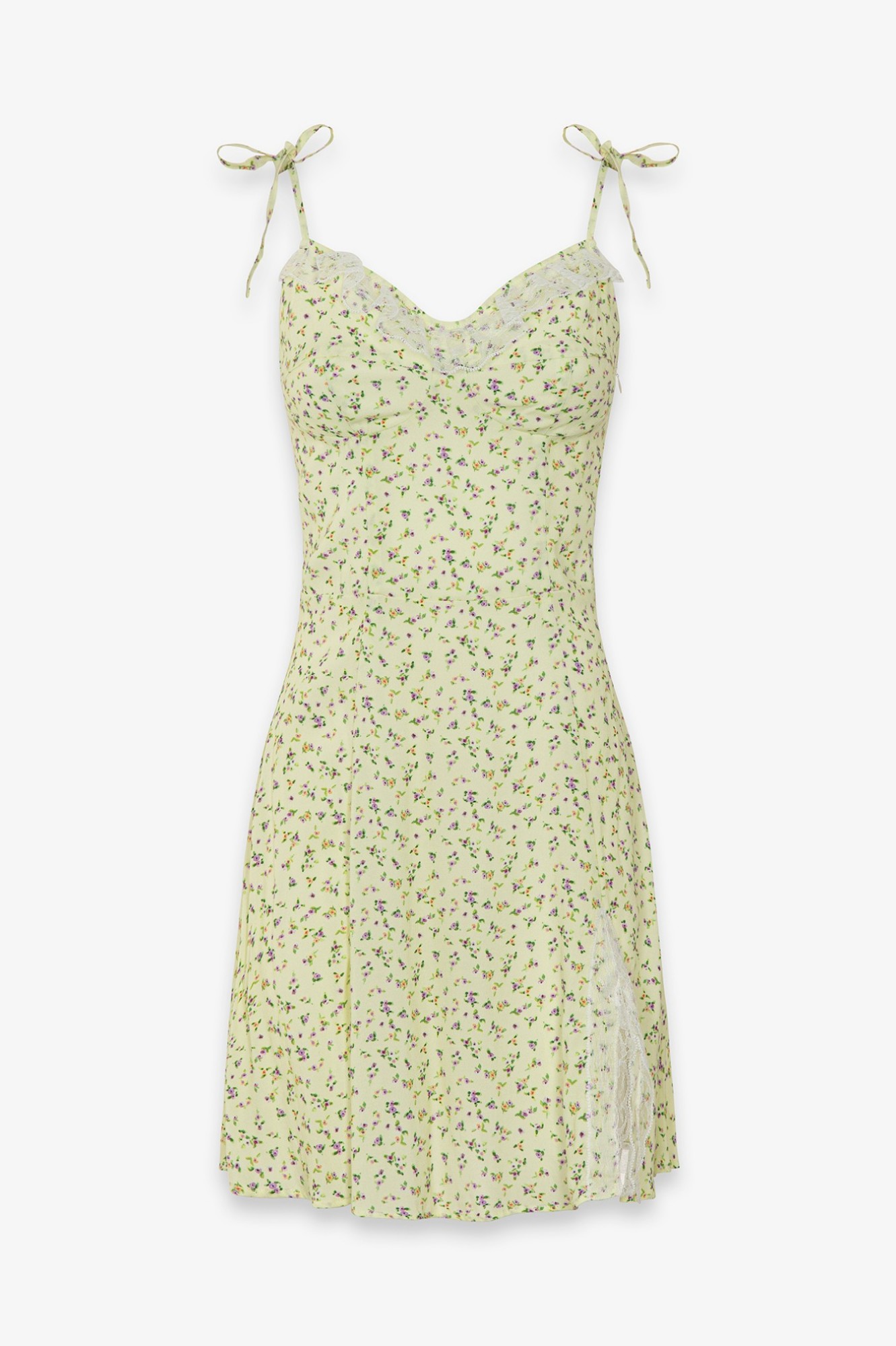 Alya - Abito Corto In Crepe Con Dettaglio Pizzo Sulla Scollatura • Jasmin Giallino