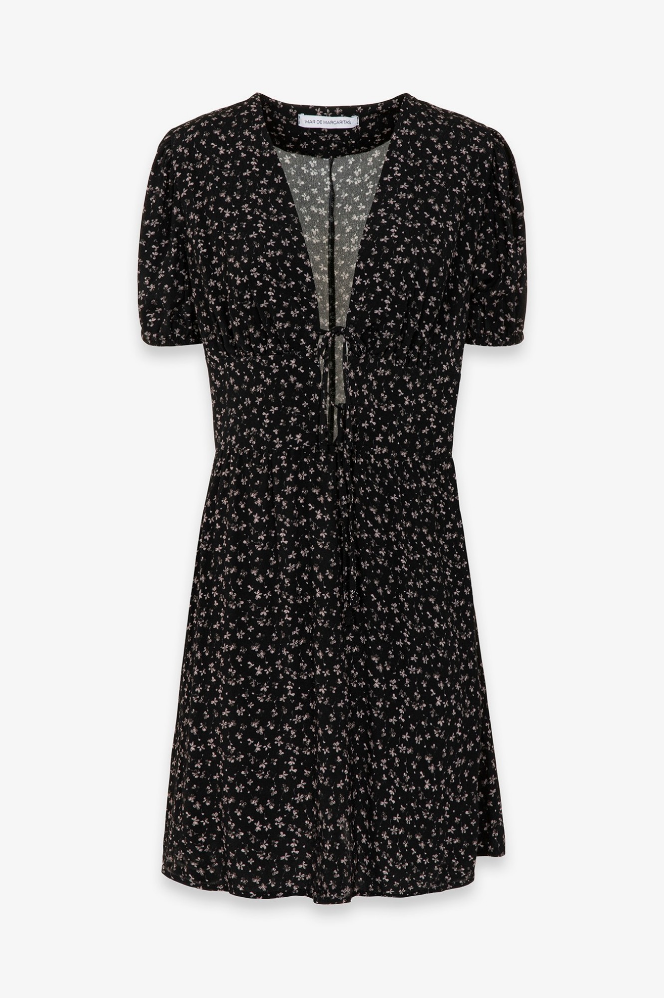 Atena - Abito Corto In Crepe Con Scollo A V E Laccetti Frontali • Clover Nero