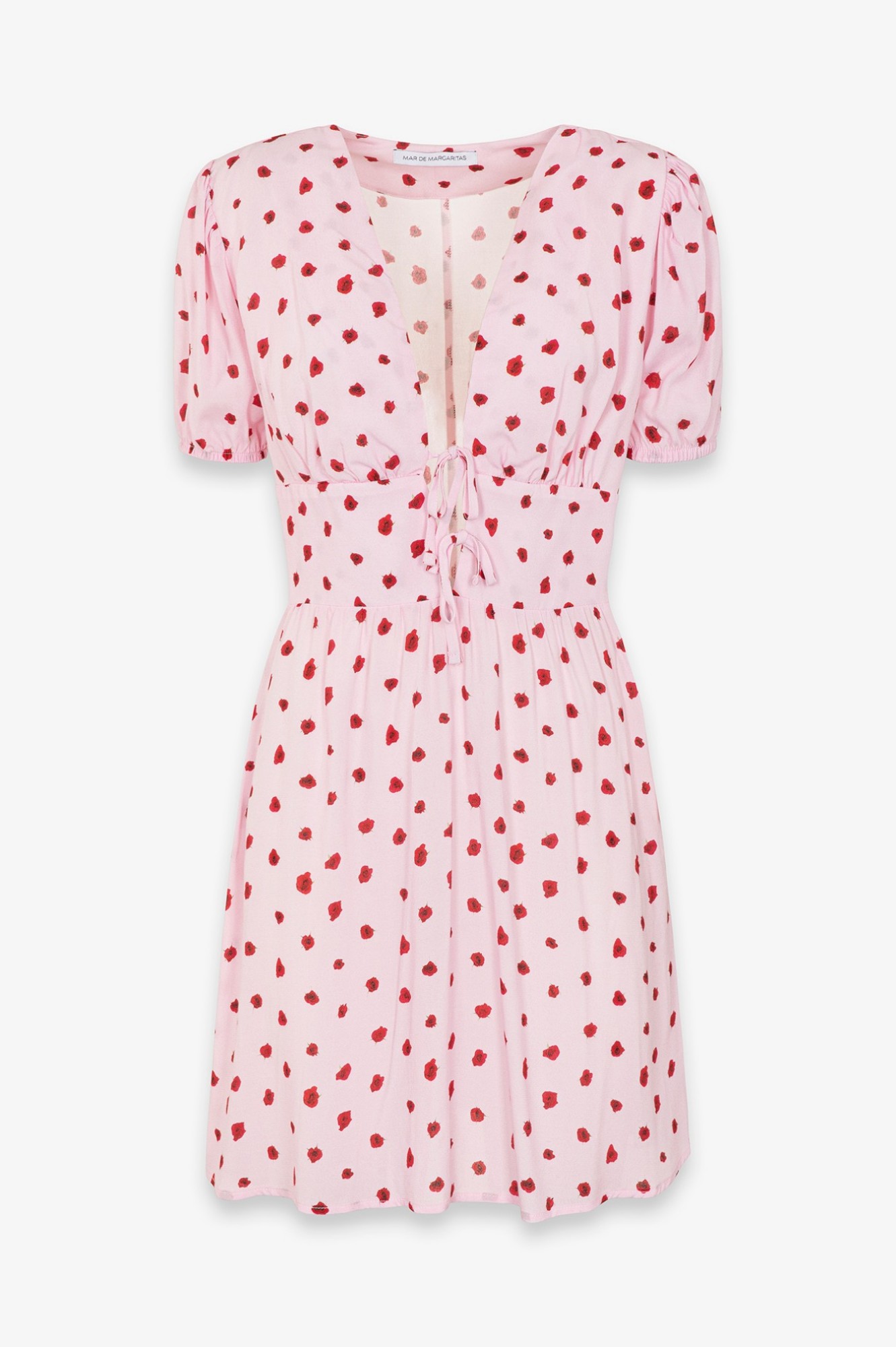 Atena - Abito Corto In Crepe Con Scollo A V E Laccetti Frontali • Rose Rosa