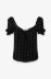 Letizia - Top In Crepe Mezza Manica Con Volant Sul Seno E Fondo Maniche • Petitpois Nero