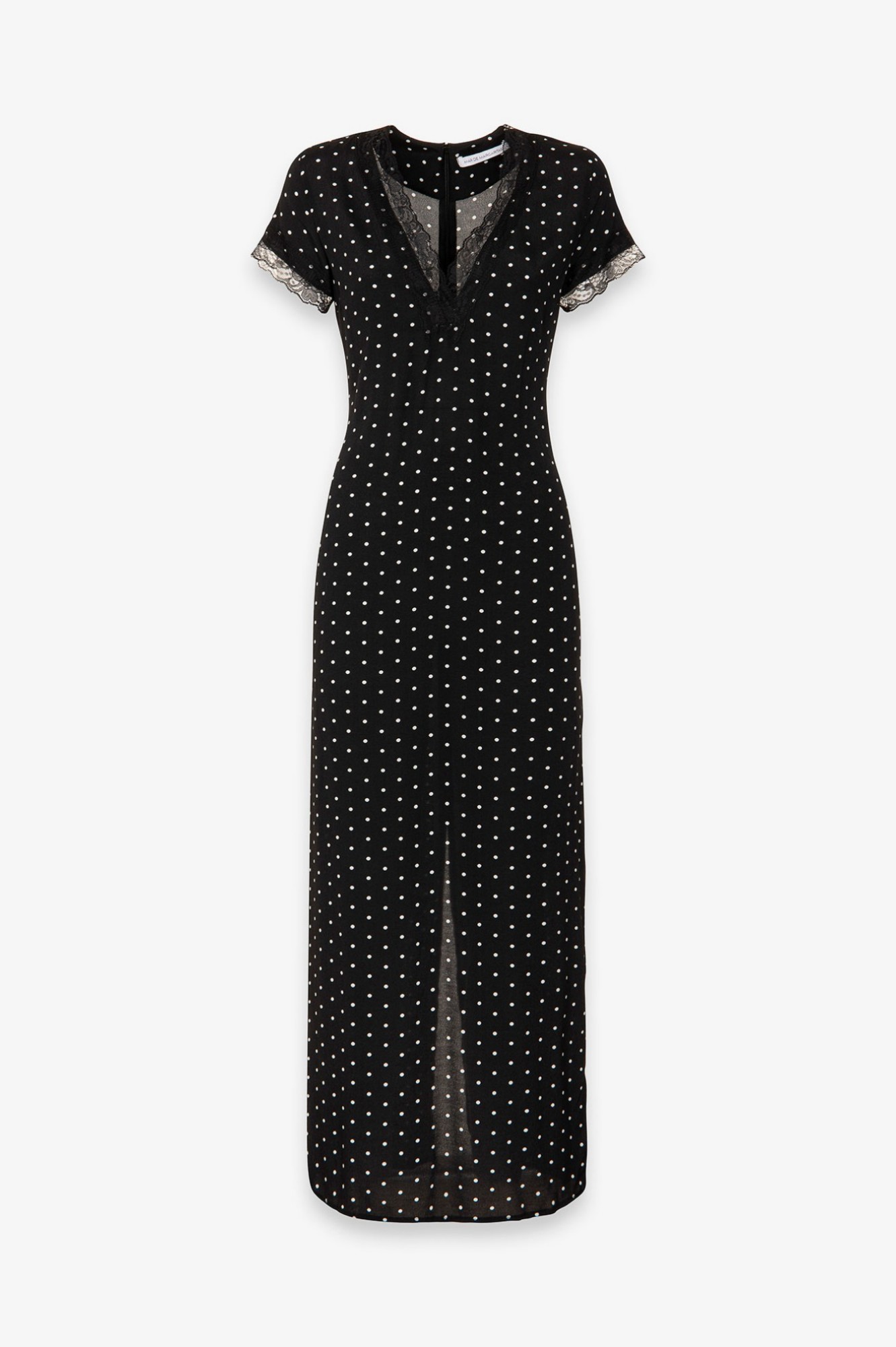 Raya - Abito Midi In Crepe Con Inserti In Pizzo • Petitpois Nero