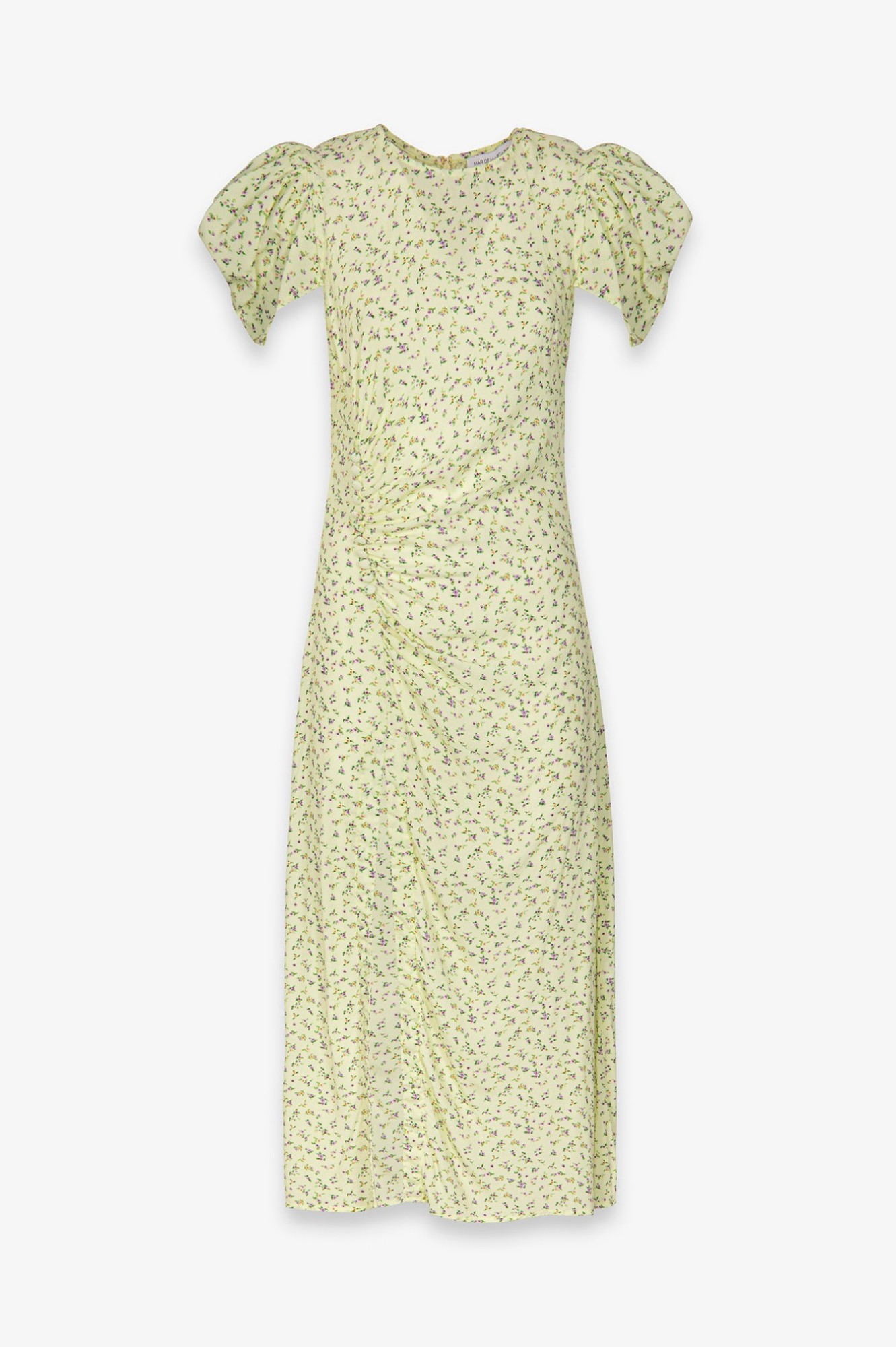 Immagine di Kristel - Abito Midi Con Drappeggio E Bottoncini In Crepe Con Spacco Laterale • Jasmin Giallino