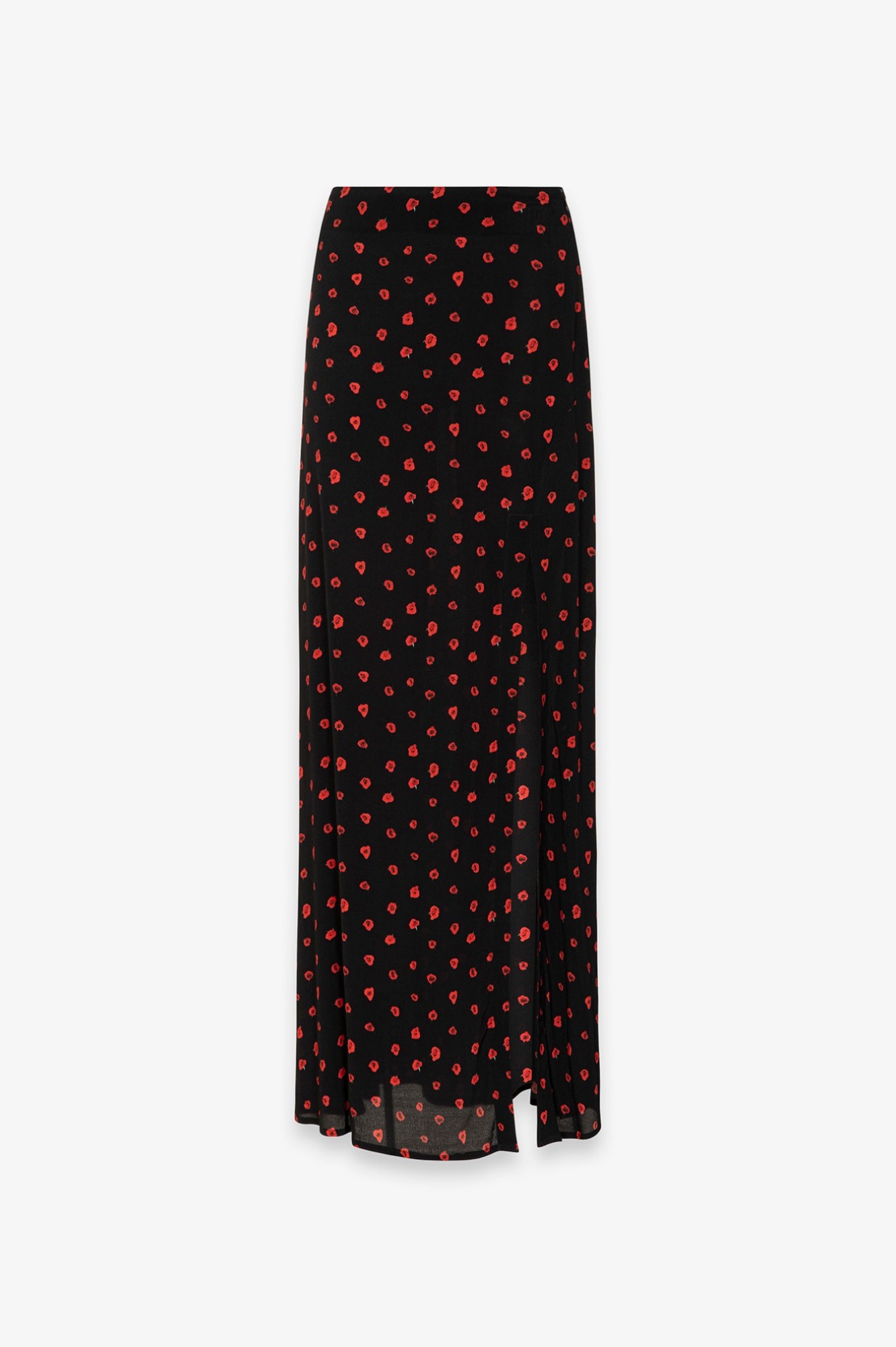 Immagine di Anita - Gonna Lunga In Crepe Svasata Con Spacco Lateral • Rose Nero