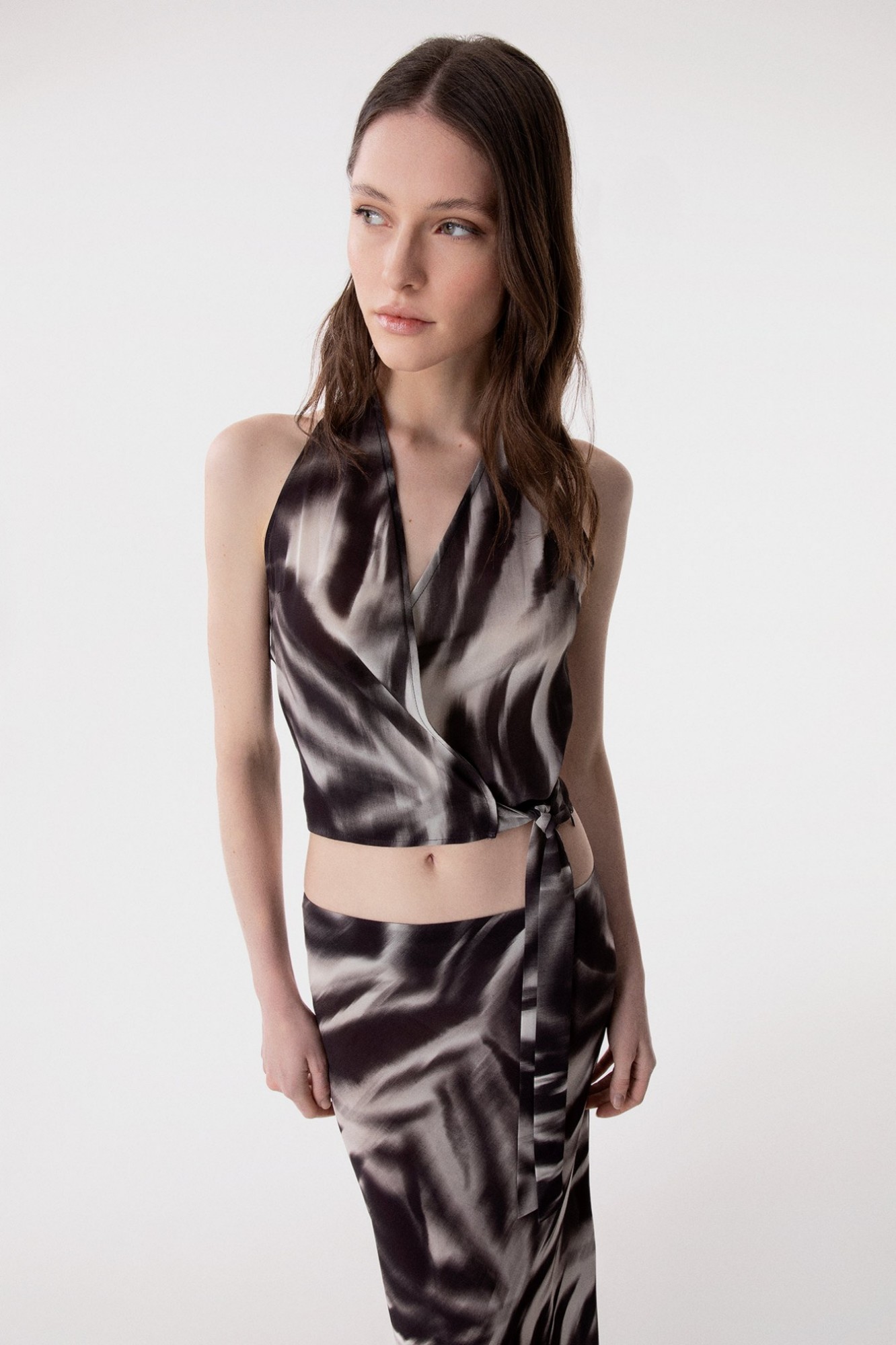 Debbie - Top In Georgette Incrociato Davanti • Zebrato Nero