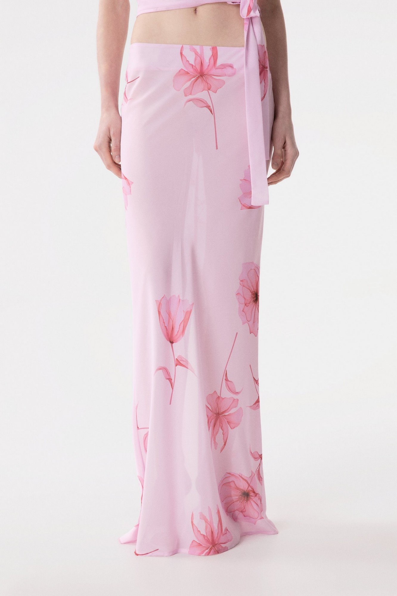 Gisel - Gonna Lunga In Georgette Con Spacco Dietro • Lotus Rosa